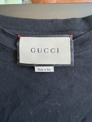 Gucci Men’s S Black Cotton Jersey Crewneck Tee Web Stripe Embroidered Logo