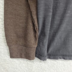 Men’s Henley Twofer Shirt Large Gray Brown Thermal Sleeve MMA Y2K Skater 90’s