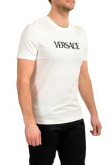Versace Men’s White Short Sleeve Logo Embroidery T-Shirt US 2XL IT 56