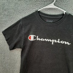 Champion Shirt Adult Small Gray Spell Out Logo Athleticwear Sports Casual Preppy