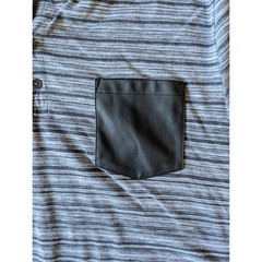 Express Mens Henley Shirt XL Grey Space Dye Striped Faux Leather Pocket Short