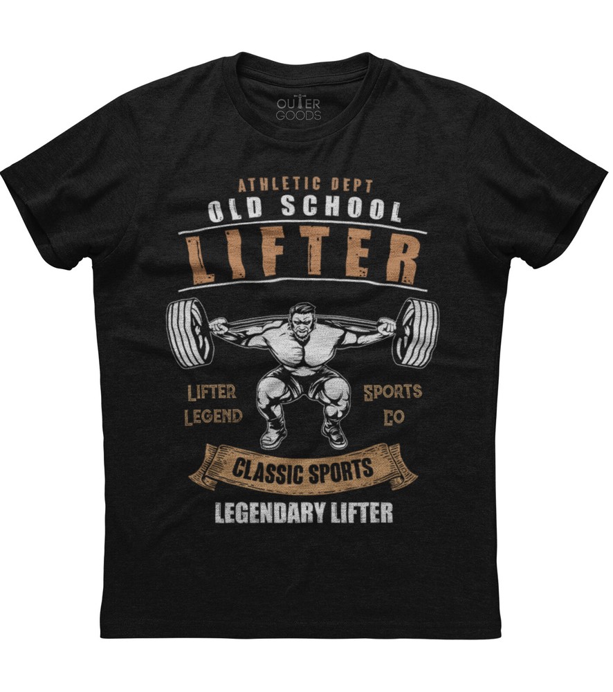 Old School Lifter Classic Sports Mens Short Sleeve New Cotton Black T-shirt