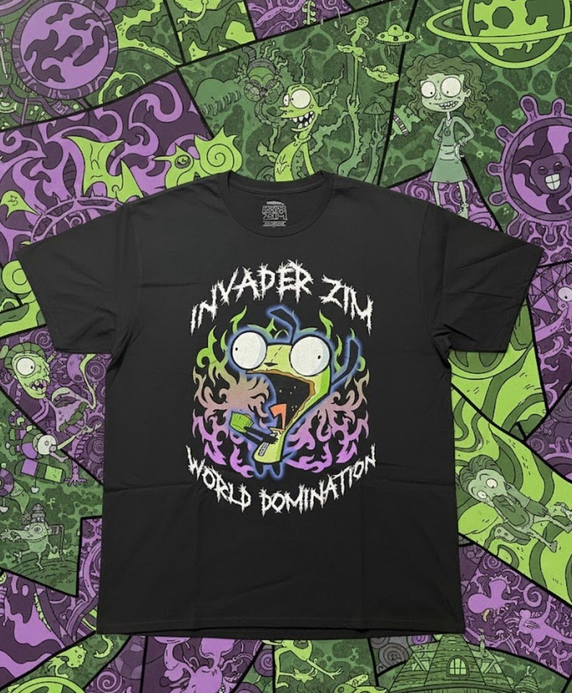 (M) 38-40 Nickelodeon Black Invader Zim World Domination Men’s Graphic T-Shirt