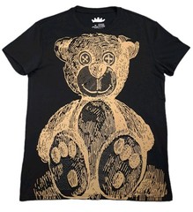 Heads Or Tails T-Shirt Size M Black Rhinestone Teddy Bear Goth Grunge Bling