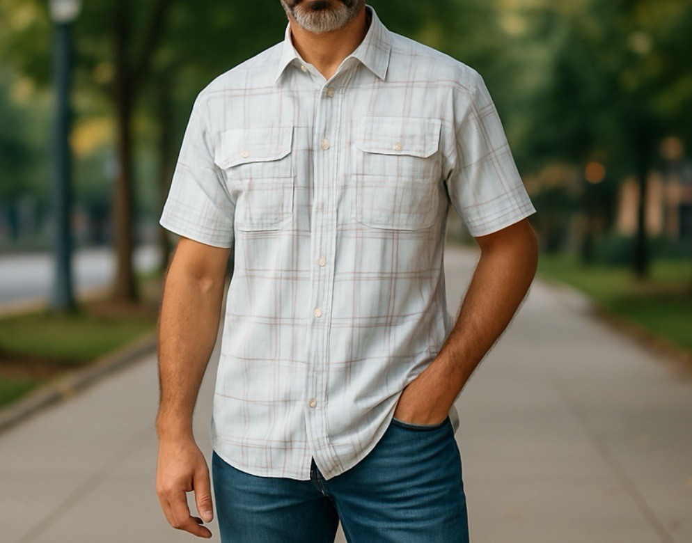Habit Travel Shirt L Plaid UPF 40 Sun Protection Lightweight Fishing Sports