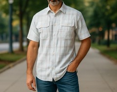 Habit Travel Shirt L Plaid UPF 40 Sun Protection Lightweight Fishing Sports