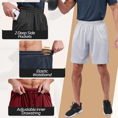 BOOJO 3 Pack Gym Basketball Mens Shorts – Large, 1-black/Dark Grey/Navy Blue