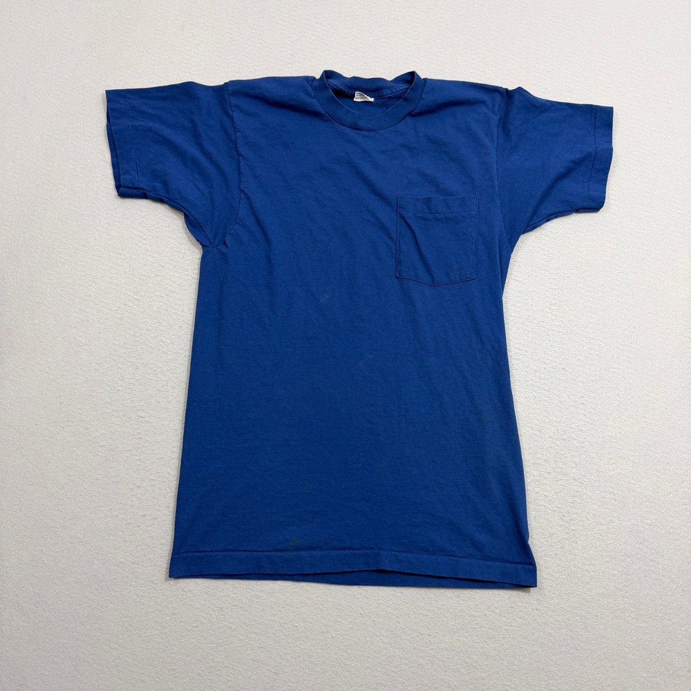 Vintage BVD Pocket Shirt Men’s Large Blue 90s Blank Single Stitch Tee 1990s USA