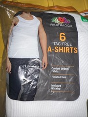 6 White Small S 34-36 Inch A-Shirt Tanks – Fruit Of The Loom – NIP