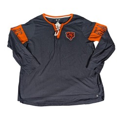 NFL Team Apparel Chicago Bears Lace Up Long Sleeve Shirt Navy Blue Orange XL
