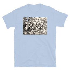 Temptation of Christ T Shirt Vintage Biblical Engraving Religious Art Tee