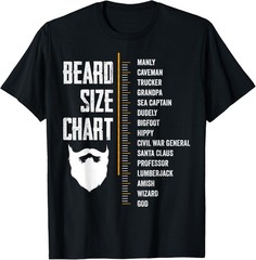 Measurement Chart Beard Length Funny Growth Chart T-Shirt Sizes S to 5XL