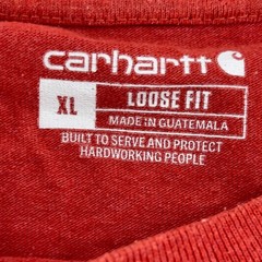 Carhartt Mens XL Loose Fit Long Sleeve T Shirt Red Cotton Polyester Blend