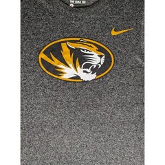 Nike Missouri Tigers Mizzou NCAA Extra Long T-Shirt Charcoal Heather Gold S