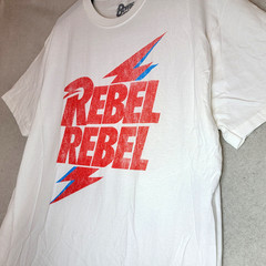 DAVID BOWIE Shirt Mens EXTRA LARGE XL WHITE Rebel Rebel Bolt NWT