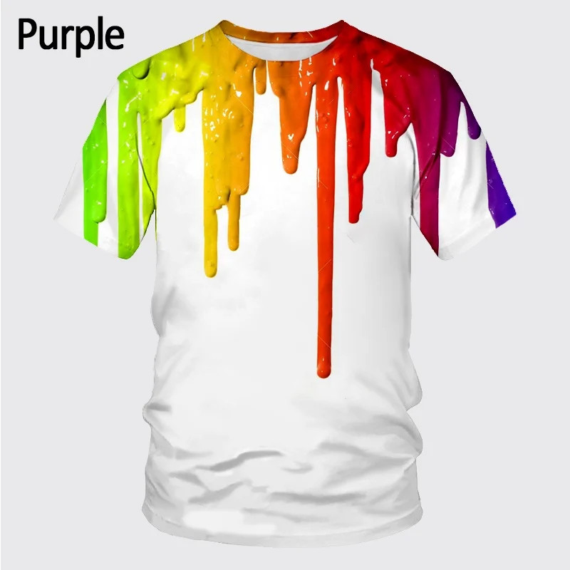 2026 Summer New Fashion Graffiti Paint 3D Printing Men’s Summer Round Neck Short
