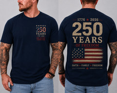 250 Years of Freedom USA Patriotic T-Shirt 1776 2026 American Heritage Tee S-5XL