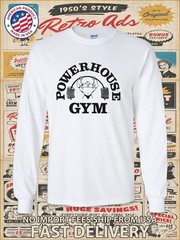 New Tee Powerhouse Gym Men’s Long Slevee T-Shirt American Tee Shirt men