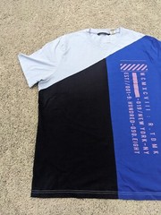 Sean John T Shirt Men’s XL Colorblock Blue Short Sleeves Blue Cotton