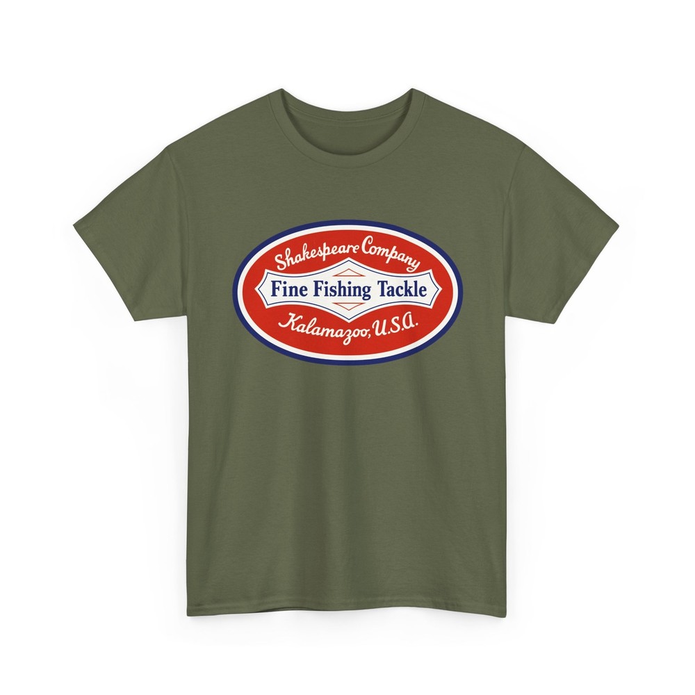 Shakespeare Co. Fine Fishing Tackle Kalamazoo Michigan Vtg Retro Logo T-Shirt