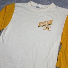 Vintage Champion Notre Dame Shirt Men Large Ivory Yellow Baseball USA 70s 80s