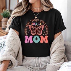 Mom Life T-Shirt, Butterfly Mama Tee, Mother’s Day Shirt, Strong Mom Graphic Tee