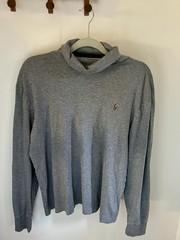 Polo Ralph Lauren Gray Cowl Neck Pullover Sweatshirt Men’s L Embroidered Jersey