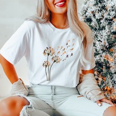 Cute Dog Flower Butterfly Shirt Dog Lover Animal Floral Puppy Nature Gift Tee