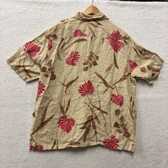 vtg/y2k Claiborne Shirt Mens XL Extra Large Tan 100% Linen Tropical Button Up