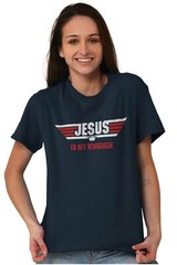 Christian Faith Religion Jesus is my Wingman Womens or Mens Crewneck T Shirt Tee