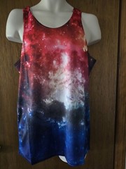 Adicreat Large 3D Print Space Sleeveless Tank Top Multicolor T-Shirt Round Neck