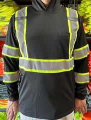 Hoodie Black High Visibility Safety Shirt With Reflective Stripes