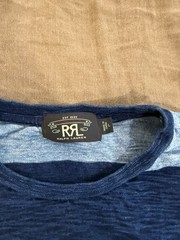 RRL Indigo Wide Stripe T Shirt-large