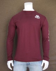 New Kappa Streetwear Authentic Ruiz 2 Red/Beige Mens Italy L/S T Shirt RKAP-14
