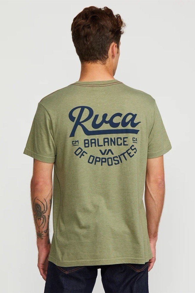 RVCA Men’s Script Sealed T-Shirt Short Sleeves Slim Fit In Ranger Green Size 2XL