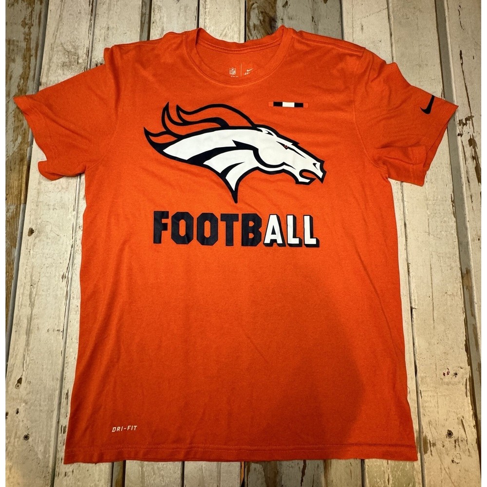 Denver Bronco Nike Dri-Fit Tee NFL Big Mascot Graphic On Field Men’s Size Large