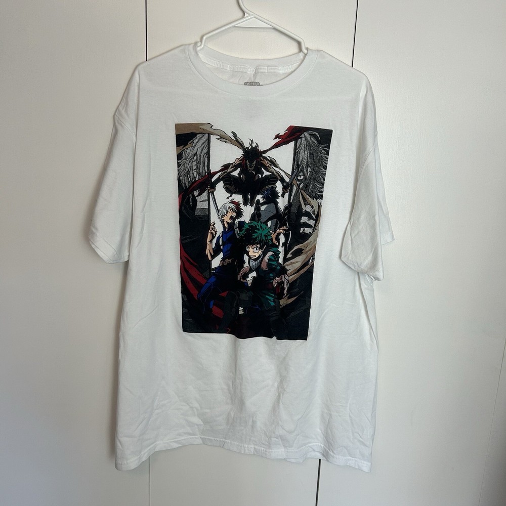 My Hero Academia Stain Midoriya & Shoot Graphic Shirt Men’s 2XL Cotton White