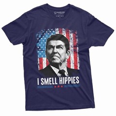 Men’s I smell Hippies T-shirt US President Tee Funny 4th of July Tee