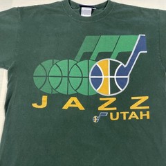 Utah Jazz Shirt Mens Medium Green Big Logo NBA Basketball Casual Classic Sports
