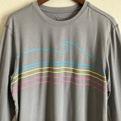 Mens M Shirt Gray Long Sleeve Sun Protection UPF 30 Beach Surf Outdoor Burnside