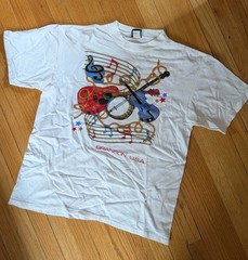 Diamond Dust White Branson USA Music Graphic Crew Neck T-Shirt Size L