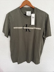 Calvin Klein Green Olive Men’s Monogram Logo Crewneck T-Shirt Size Large