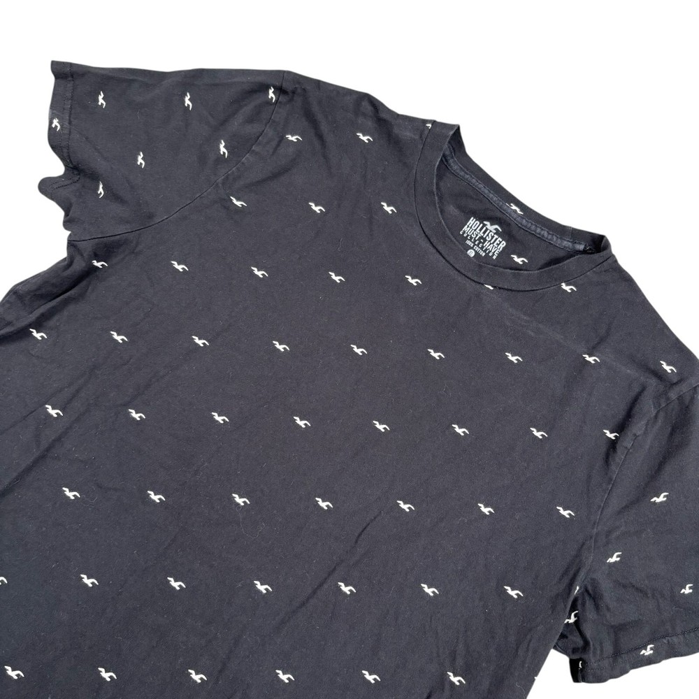 Hollister Must Have Collection Faded Black All Over Print Casual Tee Size XL