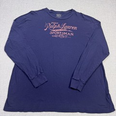 Polo Ralph Lauren Shirt Mens Large Blue Sportsman Graphic Long Sleeve Crewneck