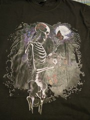 Melange Feelings Skeleton/Butterfly Black Screen Print Double-sided T-Shirt 2XL
