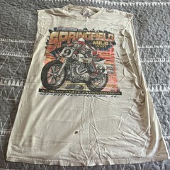 01’ VTG Autograph Springsteen Springer Flat Track Racing Tee Size XL Cut Sleeves