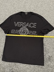 Versace Embroidered T Shirt Mitchel Black Crew Neck Short Sleeve Mens Size Large