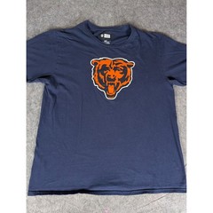 NFL Team Apparel Chicago Bears Graphic T-Shirt Mens Navy Blue Orange Logo Tee
