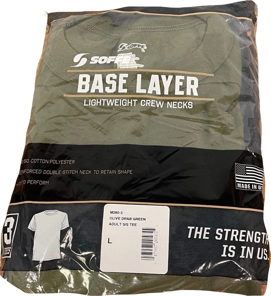 Soffe Military USMC OD Green T-Shirts M280 Poly/Cotton 3-Pack