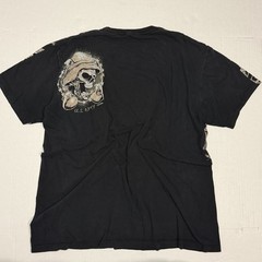 Y2K 2000s 1.0z Designs Black Cotton T-Shirt with Skulls, Men’s Size 2XL